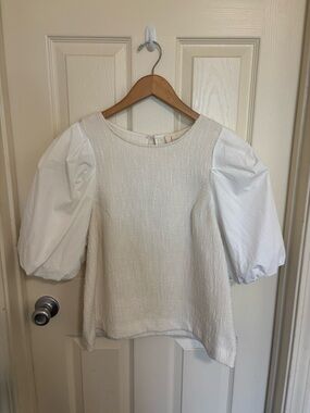 Anthropologie Textured Puff Sleeve Blouse – Size L